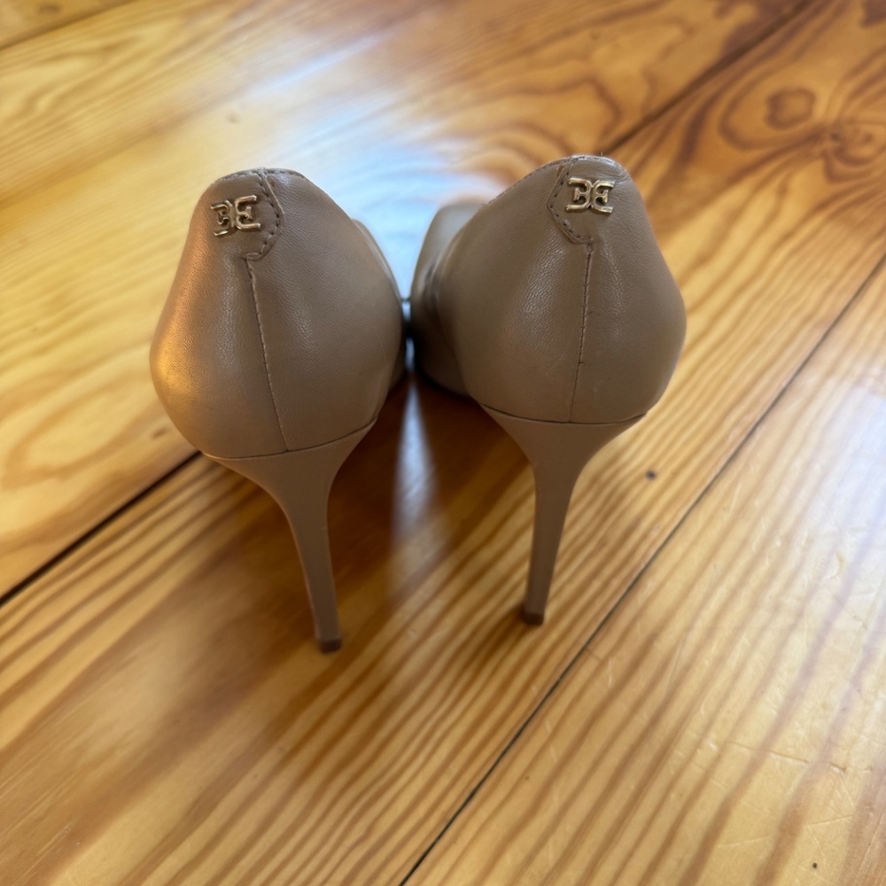Sam Edelman Beth Square Toe Taupe Leather Pumps - Picture 2 of 4